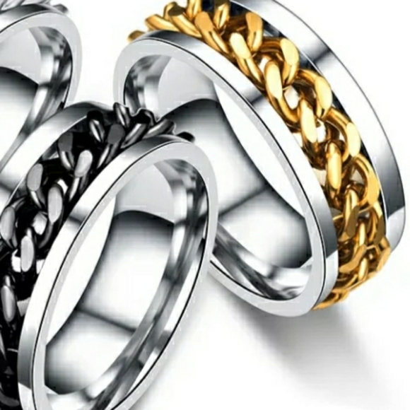 Final Sale! GOLD Chain Spinner Ring, Titanium - Picture 2 of 2